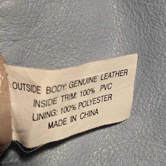 Tignanello Light Blue-Gray Genuine Leather Handbag Outer Zippered Pouch Pockets - Picture 7 of 16